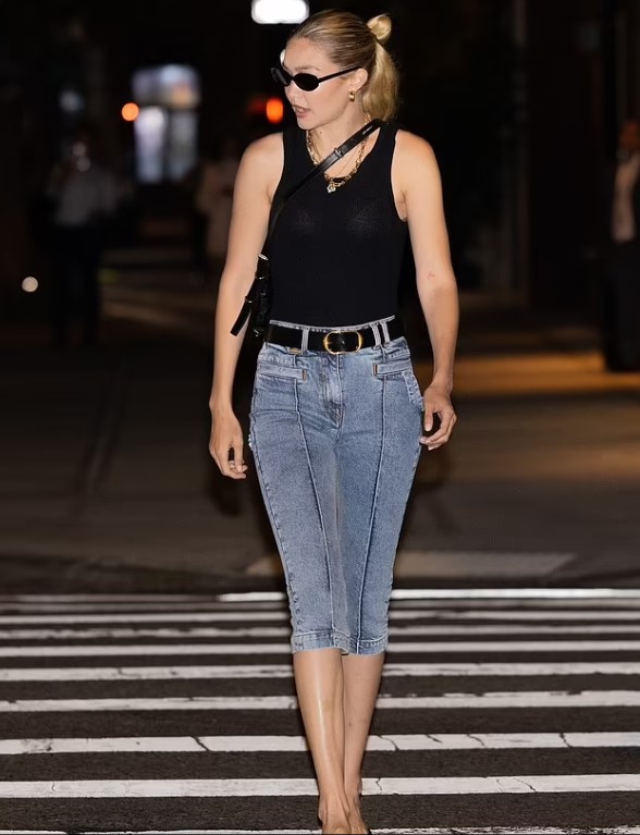 Gigi Hadid's Denim Shorts At Leah McCarthy's Birthday In NYC